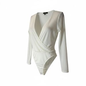 Lulu's White Textured Bodysuit